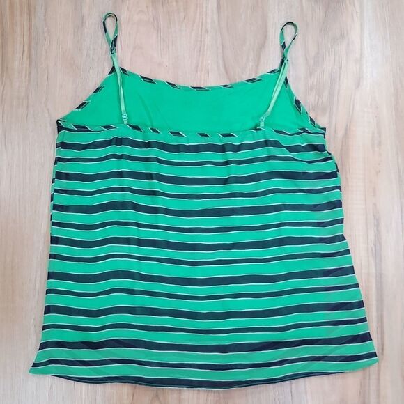🔺️New York & Co Green & Blue Striped Sleeveless Blouse Medium - Picture 2 of 13